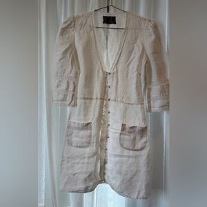 Cream Button-Down Cardigan with Pockets